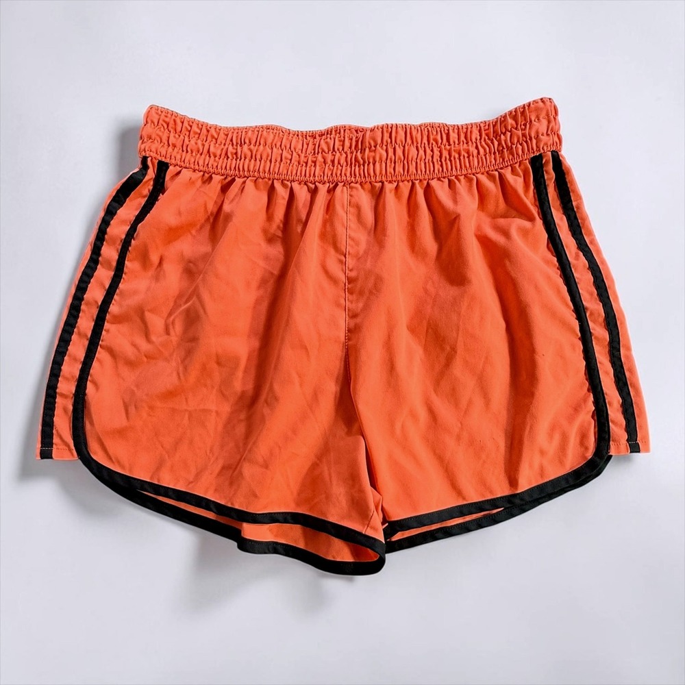 BCG Womens XL Orange Athletic Running Shorts Black Stripes Elastic Waist Track